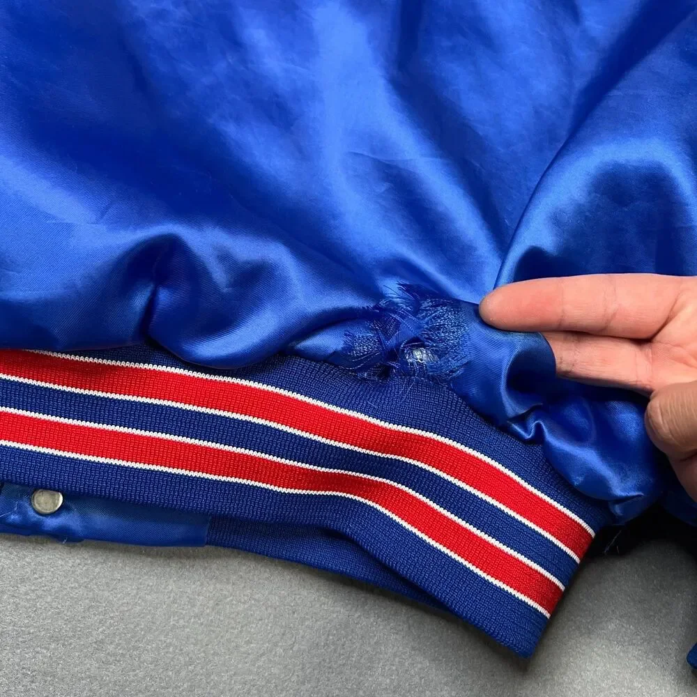 Vintage Swingster Sacramento Kings Jacket Mens Large Blue Satin Lined Snap Front